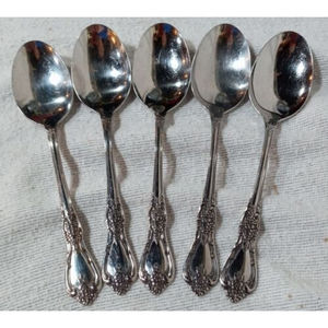 Oneida Kennett Square 5 Soup Spoons Distinction Deluxe Stainless Flatware